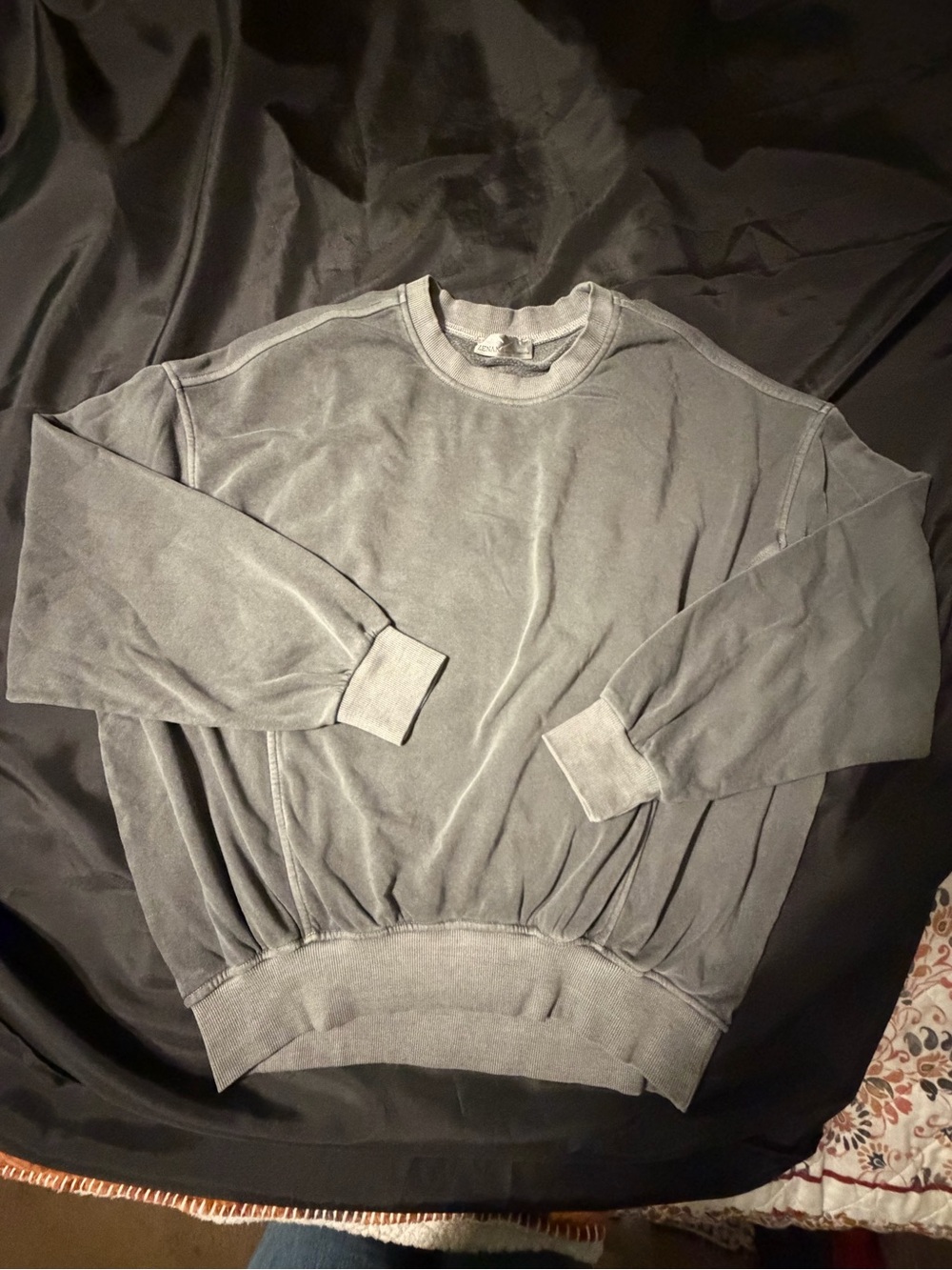Zenana Acid Wash Mineral Wash Oversized Crewneck Sweatshirt L/XL Gray